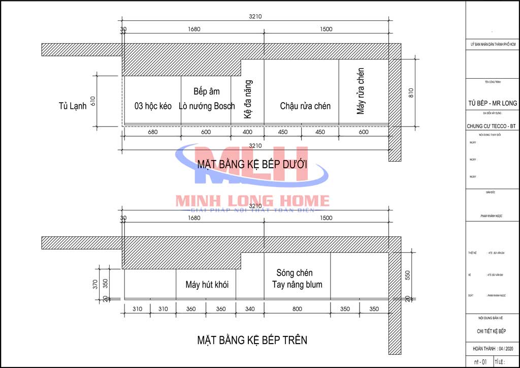 Bản vẽ kỹ thuật tủ bếp