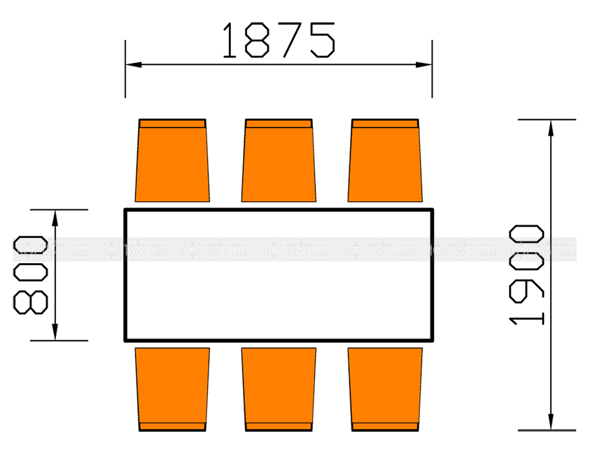 Kích thước bàn ăn 6 ghế