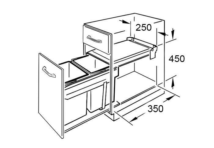 Kích thước thùng rác tủ bếp