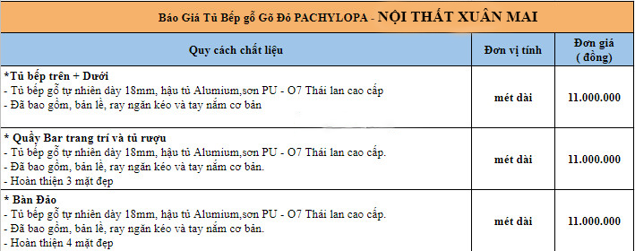 Tủ bếp gỗ gõ đỏ đẹp