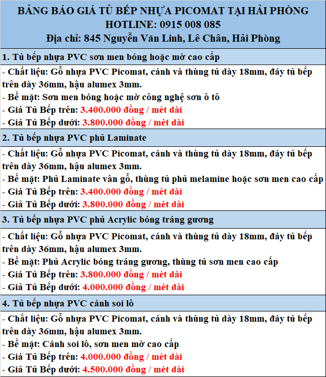 Tủ bếp nhựa hải phòng